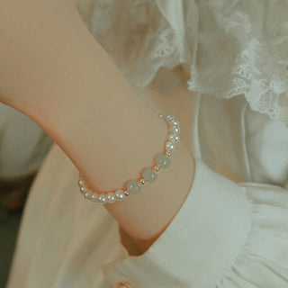 Buddha Gift 14K Gold Plated Natural Pearl Hetian Cyan Jade White Jade Sincerity Bead Chain Bracelet