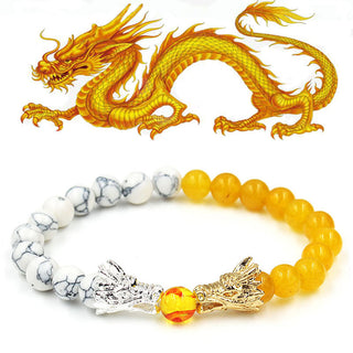 Buddha Gift White Turquoise Lava Rock Dragon Blessing Beaded Bracelet