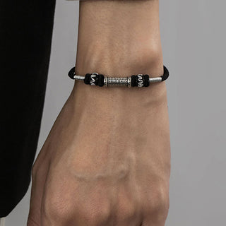 Buddha Gift 925 Sterling Silver Om Mani Padme Hum Wisdom Braided Rope Bracelet