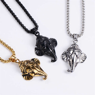Buddha Gift Ganesh Ganpati Elephant Titanium Steel Protection Pendant Necklace