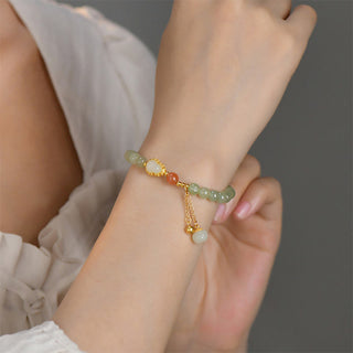 Buddha Gift 925 Sterling Silver Hetian Jade Gourd Lotus Abundance Luck Bracelet