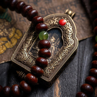 Buddha Gift Natural Tibet 108 Mala Beads Purple Bodhi Seed Hetian Cyan Jade Copper Dorje Peace Bracelet