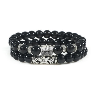 Buddha Gift 2Pcs Natural Crystal Agate Buddha Protection Bracelet