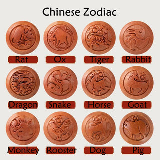 Buddha Gift Natural Peach Wood Chinese Zodiac Fu Character Carved Cinnabar Wealth Bracelet