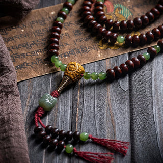 Buddha Gift Natural Tibet 108 Mala Beads Purple Bodhi Seed Hetian Cyan Jade Copper Dorje Peace Bracelet