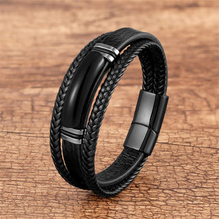 Buddha Gift Natural Stone Green Agate Power Multilayered Braided Leather Bracelet