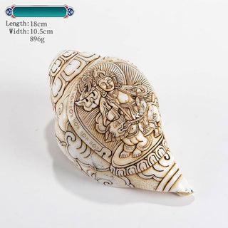 Buddha Gift Tibetan Handmade Engraved Shankha Buddha Avalokitesvara Conch Shell Wealth Decoration