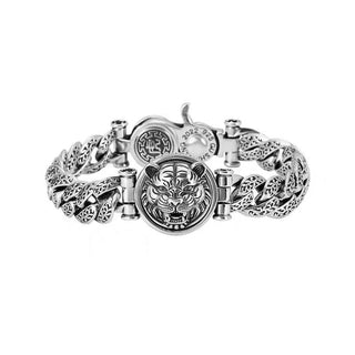Buddha Gift Tiger Tang Dynasty Flower Design Engraved Luck Energy Bracelet