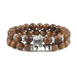 Buddha Gift 2Pcs Natural Crystal Agate Buddha Protection Bracelet