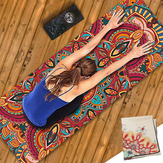 Buddha Gift Tibetan Mandala Elephant Lotus Koi Fish Mindful Natural Rubber Yoga Mat Decoration