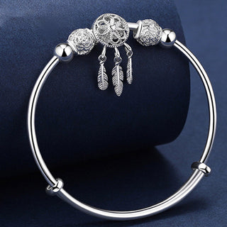 Buddha Gift Tibetan White Copper Blessing Dream Catcher Charm Bracelet