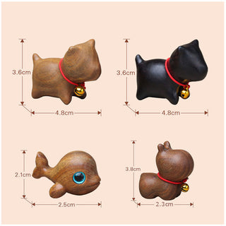 Buddha Gift Green Sandalwood Small Leaf Red Sandalwood Cute Cat Animals Soothing Peace Decoration