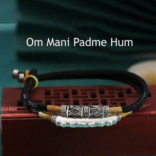 Buddha Gift 999 Sterling Silver Handmade Om Mani Padme Hum Peace Braided Bracelet