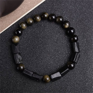 Buddha Gift Gold Sheen Obsidian Black Tourmaline Wealth Bracelet