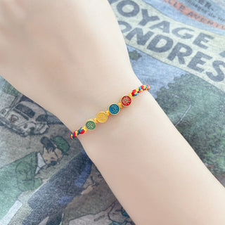 Buddha Gift Handmade Dunhuang Color Thread Peace And Joy Protection Braid String Bracelet