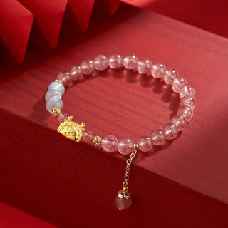Buddha Gift Year of the Dragon Dumpling Natural Red Agate Garnet Hetian Jade Fu Character Luck Success Bracelet