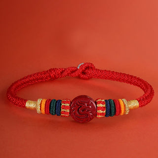 Buddha Gift Year of the Dragon 925 Sterling Silver Chinese Zodiac Cinnabar Auspicious Matches Blessing Bracelet