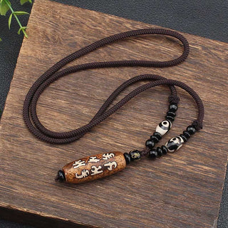 Buddha Gift Tibet Om Mani Padme Hum Dzi Bead Avalokitesvara Pattern Wealth Necklace Pendant