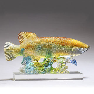 Buddha Gift Handmade Liuli Crystal Koi Fish Art Piece Luck Home Office Decoration