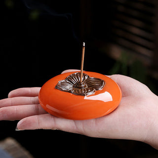 Buddha Gift Persimmon Ceramic Meditation Healing Incense Burner Incense Holders