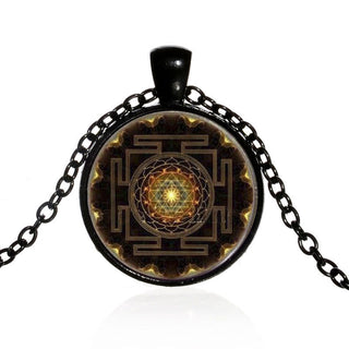 Buddha Gift Sacred Sri Yantra Time Gemstone Necklace