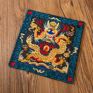 Buddha Gift Phoenix Dragon Kirin Embroidery Cup Mat Pad Tea Cup Coaster Kung Fu Tea Mat