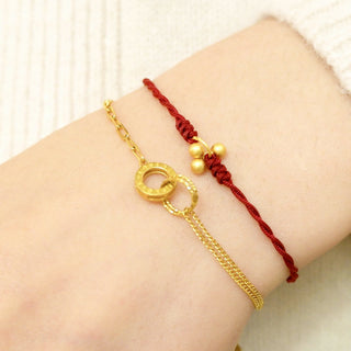 Buddha Gift 925 Sterling Silver Gold Plated Luck Red String Bracelet