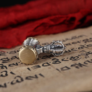 Buddha Gift Tibet 925 Sterling Silver Om Mani Padme Hum Dorje Bell Vajra Engraved Enlightenment Pendant Hanging Decoration