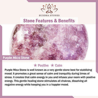 Buddha Gift 925 Sterling Silver Plated Gold Natural Purple Mica Stone Relief Bead Positive Necklace Pendant Bracelet Set