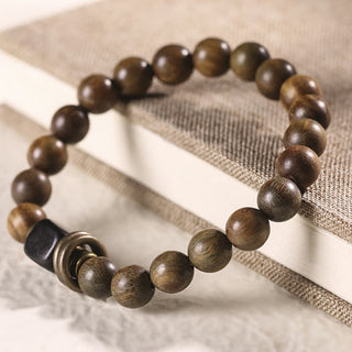 Buddha Gift Tibetan Green Sandalwood Crystal Soothing Peace Bracelet