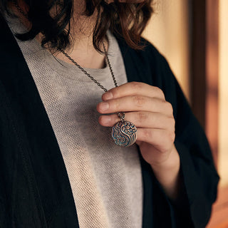 Buddha Gift 990 Sterling Silver Yin Yang Water and Fire Balance Necklace Pendant