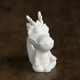 Buddha Gift Year Of The Dragon Luck White Porcelain Ceramic Tea Pet Home Figurine Decoration