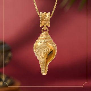 Buddha Gift 999 Sterling Silver Shankha Conch Shell Seashell Lucky Necklace Pendant