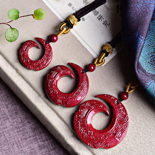 Buddha Gift One's Luck Improves Design Patern Natural Cinnabar Blessing Necklace Pendant