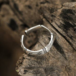 Buddha Gift Simple Bamboo Design Copper Luck Wealth Adjustable Ring