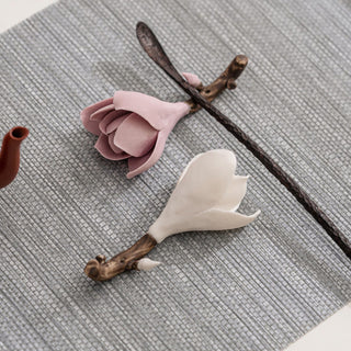 Buddha Gift Gardenia Flower Pattern Ceramic Healing Incense Burner Decoration