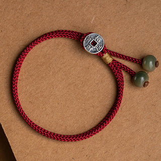 Buddha Gift 925 Sterling Silver Handmade Chinese Zodiac Natal Buddha Cyan Bodhi Seed Protection Braided Red String Bracelet
