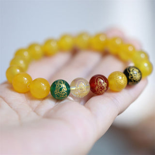 Buddha Gift Five Elements God of Wealth Various Agate Crystal Wealth Bracelet