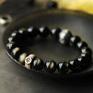 Buddha Gift Chinese Zodiac Natal Buddha Obsidian Purification Bracelet