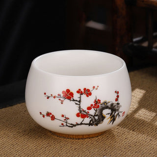 Buddha Gift Dragon Cicada Bamboo Deer Crane Lotus Plum Flower Ceramic Teacup Kung Fu Tea Cup Bowl 185ml