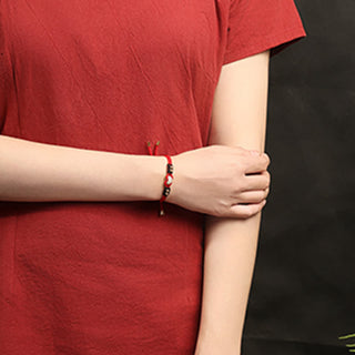 Buddha Gift Round Peace Buckle Jade Abundance Wealth String Bracelet