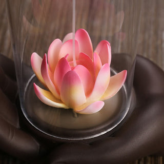 Buddha Gift Buddha Hand Lotus Enlightenment LED Light Purple Clay Ceramic Incense Burner Decoration