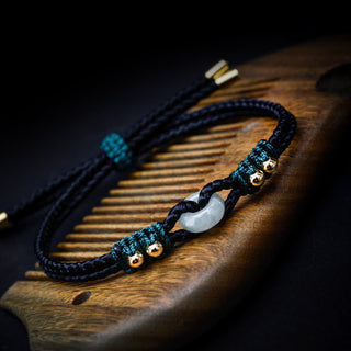 Buddha Gift Round Peace Buckle Jade Abundance Wealth String Bracelet