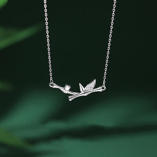 Buddha Gift Bamboo Leaf Design Copper Zircon Wealth Necklace Pendant