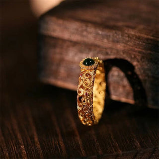 Buddha Gift 925 Sterling Silver Cyan Jade Success Luck Ring