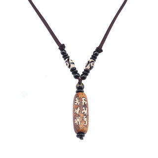 Buddha Gift Tibet Om Mani Padme Hum Dzi Bead Avalokitesvara Pattern Wealth Necklace Pendant