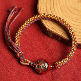 Buddha Gift Colorful Rope Cinnabar Thangka Blessing Braided Bracelet