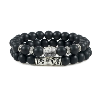 Buddha Gift 2Pcs Natural Crystal Agate Buddha Protection Bracelet