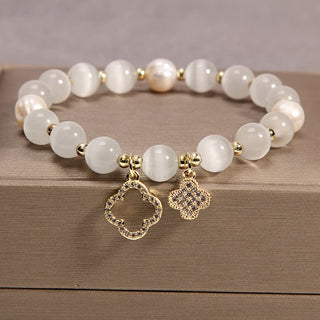 Buddha Gift Cat's Eye Lovely Cat Pattern Pearl Love Charm Bracelet
