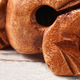 Buddha Gift Handcrafted FengShui Wealth Luck Frog Mini Wooden Croaking Frog Guiro Decoration